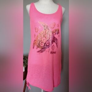 Hot Pink Sea Turtle Hawaii Swimsuit Cover Up Size Large